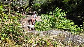 Voyeur stranger shocks naked milf with doggystyle on beach