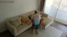 cheating husband tricks babysitter with candy in hidden cam story.