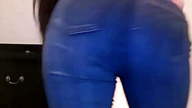 Slut strips jeans in pov