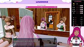 Vtuber Lewdneko plays Harem Hotel part 29 with twins