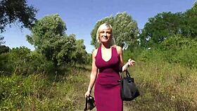 blonde milf gets fucked in a car – or outdoors?