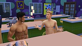 Owen watches his crush Jake fucked by professor in Sims.