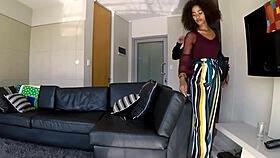 Black swimsuit model sure of her pussy magic?