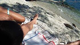 public beach wife jerking sucking me off watched