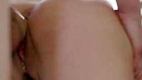 Naughty teen seduced young guy to lick her trimmed pussy.