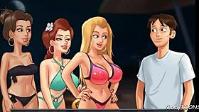 summertime saga - blond cheerleader fucked on the beach by big dick football player