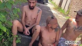 Friends shower and bareback fuck with big cocks