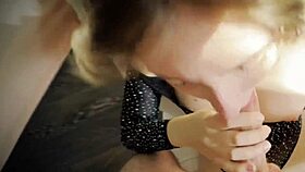 Sexy blonde russian hottie sucking dick