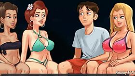 summertime saga - blond cheerleader fucked on the beach by big dick football player