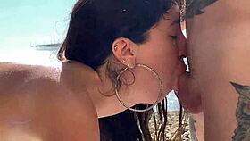 Fucking my stepsister's mouth after beach massage, cumming hard