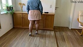 Mother-in-law enjoys hard doggy fucking with cum on her ass