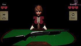 In X roulette 2, the 3d cartoon babe squirts during bukkake blowbang on the table?