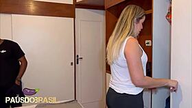 Stepdad sucks twink's monster black cock