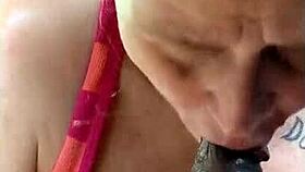 Public blowjob in the car with spitting and cum