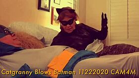 Catgranny DEEPTHROATS Batman in cosplay