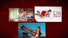 Secretary without panties at party, voyeur boss watching. 😏