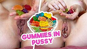 stuffing gummies in my big pussy?