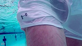 Pool Boy in See-Through Swimwear Reveals His Big Cock Underwater