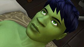 The Hulk fucking that sexy redhead girl anal only! Oh yeah!