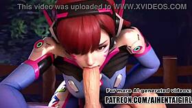 overwatch dva cosplay enjoys uncensored hentai sex in 3d anime style