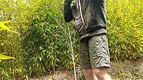 Big Dick Cumming Hard Outdoors in a Daring Public Display