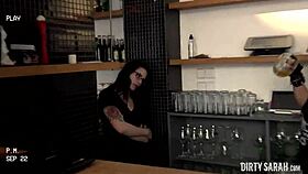 Dirty Sarah experiences an anal surprise in public.