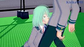 Toru hagakure and kaoruko awata bubble girl and izuku midoriya intense sex - my hero academia hentai