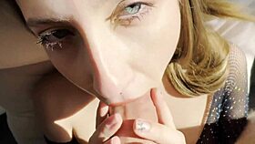 Sexy blonde russian hottie sucking dick