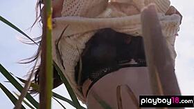 Skinny canadian beauty alexandra stripping outdoor