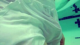 Pool Boy in See-Through Swimwear Reveals His Big Cock Underwater