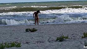 Wild Public Sex on the Beach with a Hairless Amateur in Action