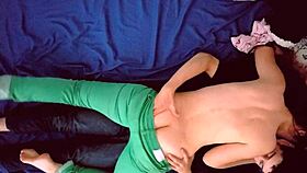 young couple fucks passionately from top view