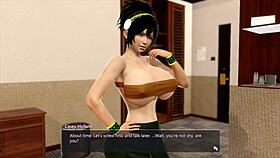 big tits girl fucks standing up, tasting delicious