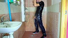 Oh, That Gay Guy Masturbating In Jeans Under The Shower!