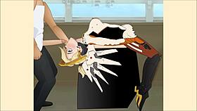 Overwatch Mercy endures super deepthroat in hentai porn