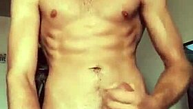 The hot soloboy strokes his monster cock to cumshot.