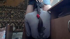 I guide her head to make me cum quicker, and she flies into orgasm. Anime-style muff diving with spanking.