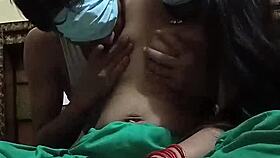 Indian bhabhi's big tits sucked by devar 😍