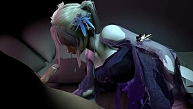 3d blonde babe encounters huge stranger for wild lesbian sex