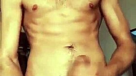 The hot soloboy strokes his monster cock to cumshot.