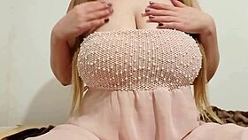 she fondles her big breasts