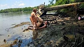 thick wife becky tailorxxx gets fucked in the mud during a nature walk