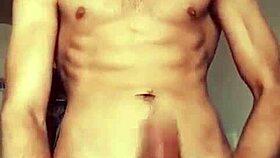 The hot soloboy strokes his monster cock to cumshot.