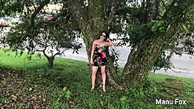 Manu Fox Caught Naked On Train Tracks Masturbating Her Pussy For Voyeur Pornstar Video