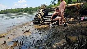 thick wife becky tailorxxx gets fucked in the mud during a nature walk