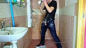 Oh, That Gay Guy Masturbating In Jeans Under The Shower!