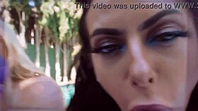 kiki and kayley dominate lesbian pool day in bikinis