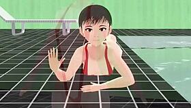 anime girl in micro bikini with nip slip