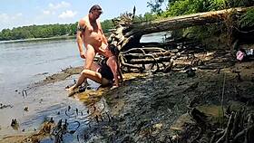 thick wife becky tailorxxx gets fucked in the mud during a nature walk