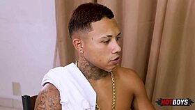 Young tattooed teen fucks boss anal